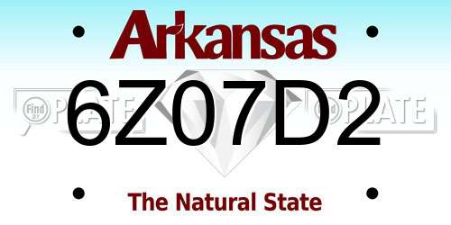 6Z07D2 Arkansas License Plate