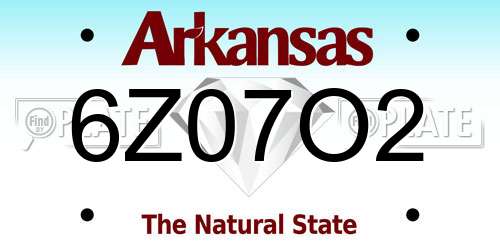 6Z07O2 Arkansas License Plate