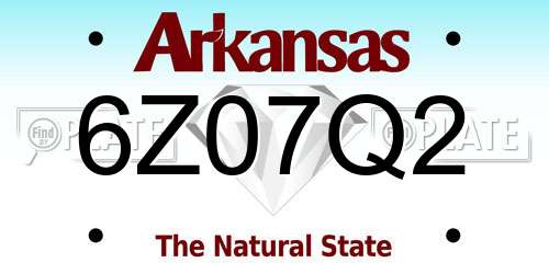 6Z07Q2 Arkansas License Plate