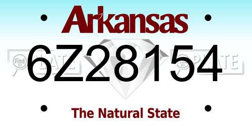 6Z28154 Arkansas License Plate