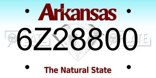 6Z28800 Arkansas License Plate
