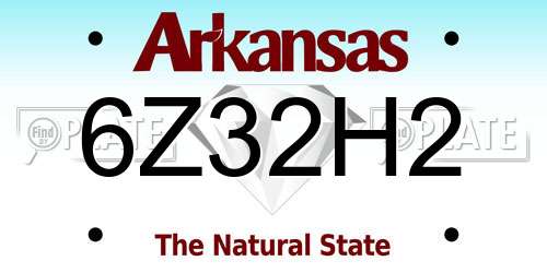 6Z32H2 Arkansas License Plate