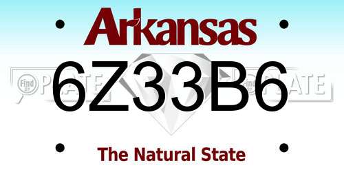 6Z33B6 Arkansas License Plate