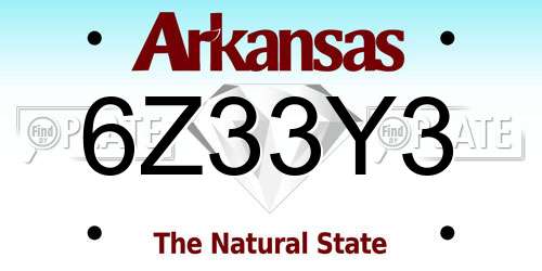 6Z33Y3 Arkansas License Plate