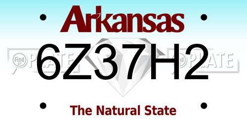 6Z37H2 Arkansas License Plate