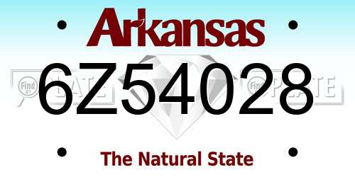 6Z54028 Arkansas License Plate