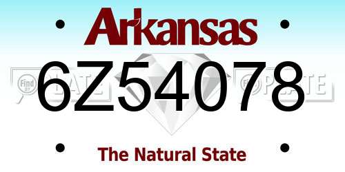 6Z54078 Arkansas License Plate