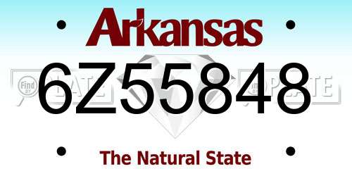 6Z55848 Arkansas License Plate