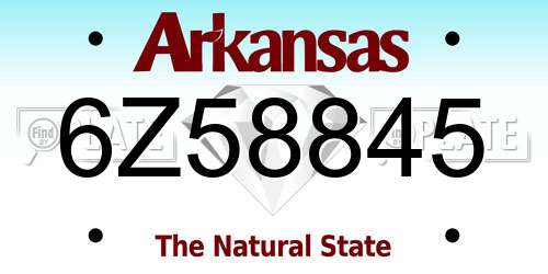 6Z58845 Arkansas License Plate