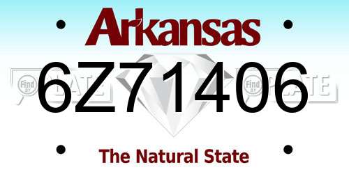 6Z71406 Arkansas License Plate