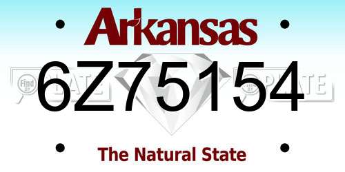 6Z75154 Arkansas License Plate
