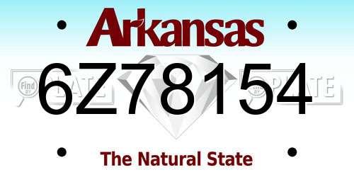 6Z78154 Arkansas License Plate