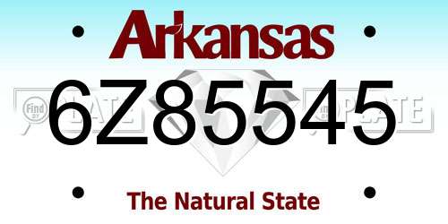 6Z85545 Arkansas License Plate
