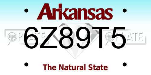 6Z89T5 Arkansas License Plate
