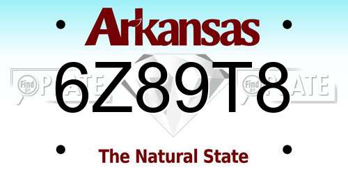 6Z89T8 Arkansas License Plate