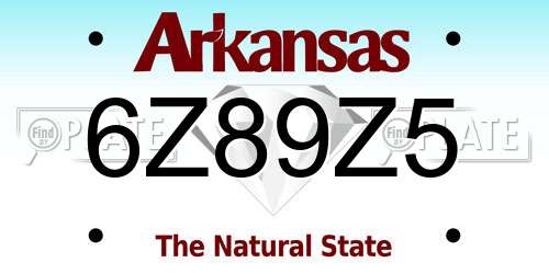6Z89Z5 Arkansas License Plate