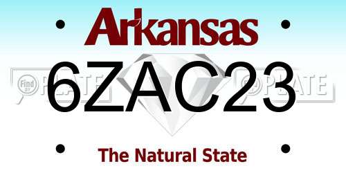 6ZAC23 Arkansas License Plate