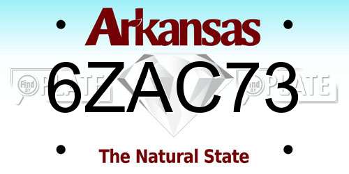 6ZAC73 Arkansas License Plate