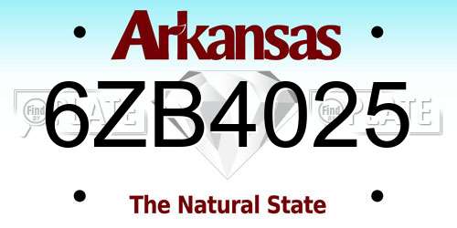 6ZB4025 Arkansas License Plate