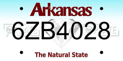 6ZB4028 Arkansas License Plate