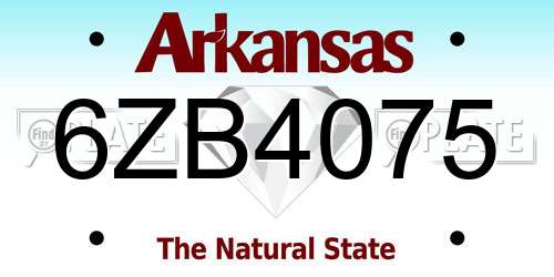 6ZB4075 Arkansas License Plate