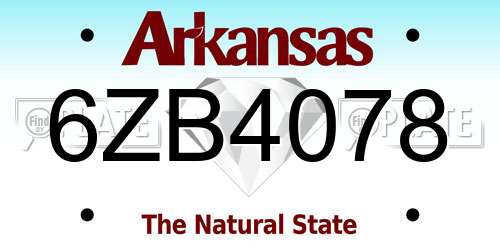 6ZB4078 Arkansas License Plate