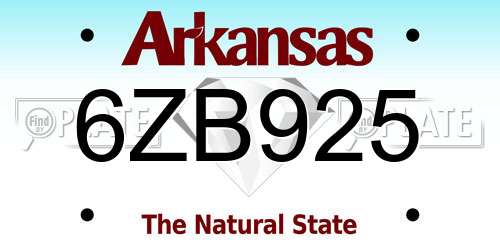 6ZB925 Arkansas License Plate