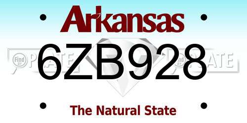 6ZB928 Arkansas License Plate
