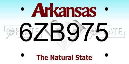 6ZB975 Arkansas License Plate