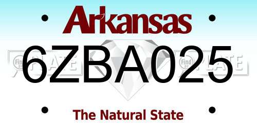 6ZBA025 Arkansas License Plate