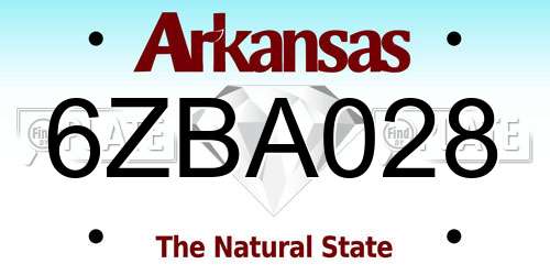 6ZBA028 Arkansas License Plate