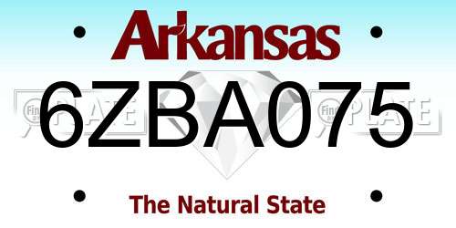 6ZBA075 Arkansas License Plate