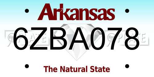 6ZBA078 Arkansas License Plate