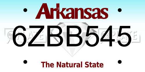 6ZBB545 Arkansas License Plate