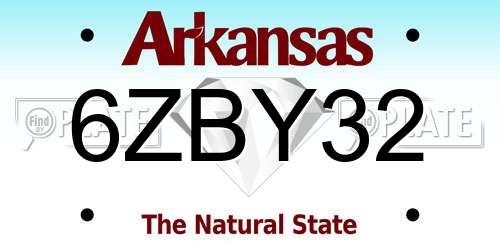 6ZBY32 Arkansas License Plate