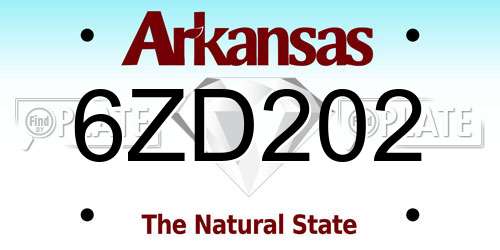 6ZD202 Arkansas License Plate