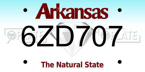 6ZD707 Arkansas License Plate