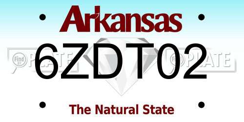 6ZDT02 Arkansas License Plate