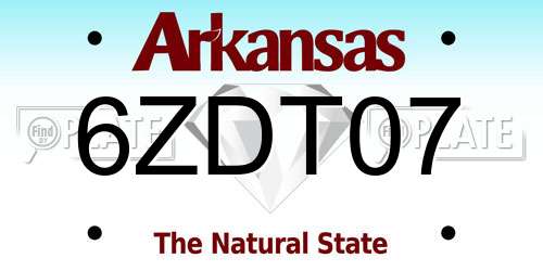 6ZDT07 Arkansas License Plate