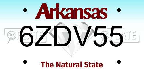 6ZDV55 Arkansas License Plate