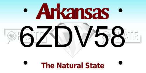 6ZDV58 Arkansas License Plate