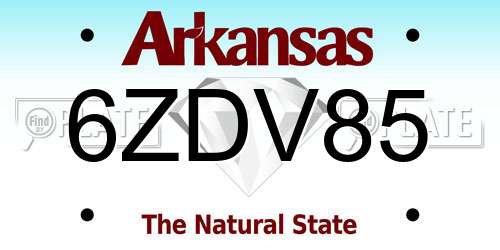 6ZDV85 Arkansas License Plate