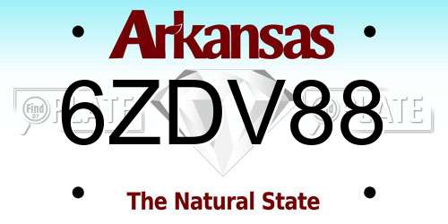 6ZDV88 Arkansas License Plate