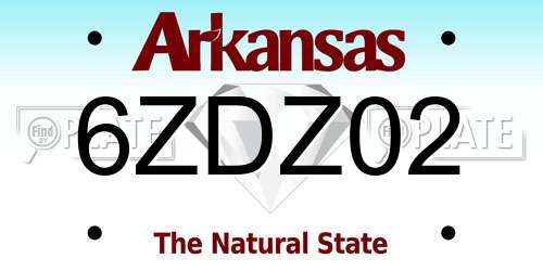 6ZDZ02 Arkansas License Plate