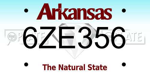 6ZE356 Arkansas License Plate