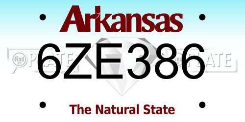 6ZE386 Arkansas License Plate