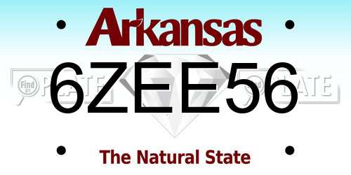 6ZEE56 Arkansas License Plate