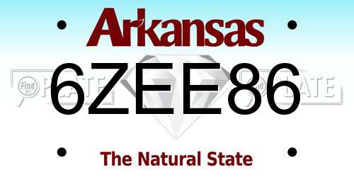 6ZEE86 Arkansas License Plate