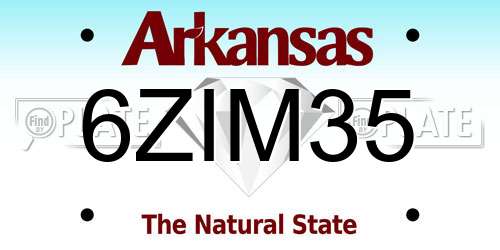 6ZIM35 Arkansas License Plate
