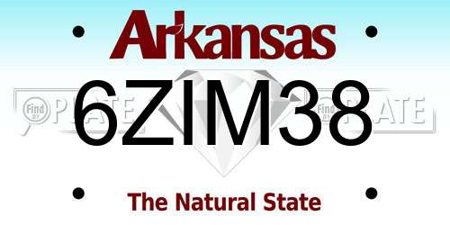 6ZIM38 Arkansas License Plate